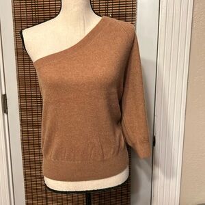 Skin Pasquale One Shoulder Cashmere Sweater Dark Vicuña Size SM NWT